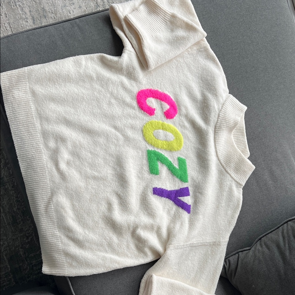 Cozy White Sweater with Colorful Lettering